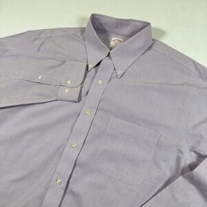 Brooks Brothers Shirt Mens 16.5 4/5 Lavender Original Polo Button Down Plaid